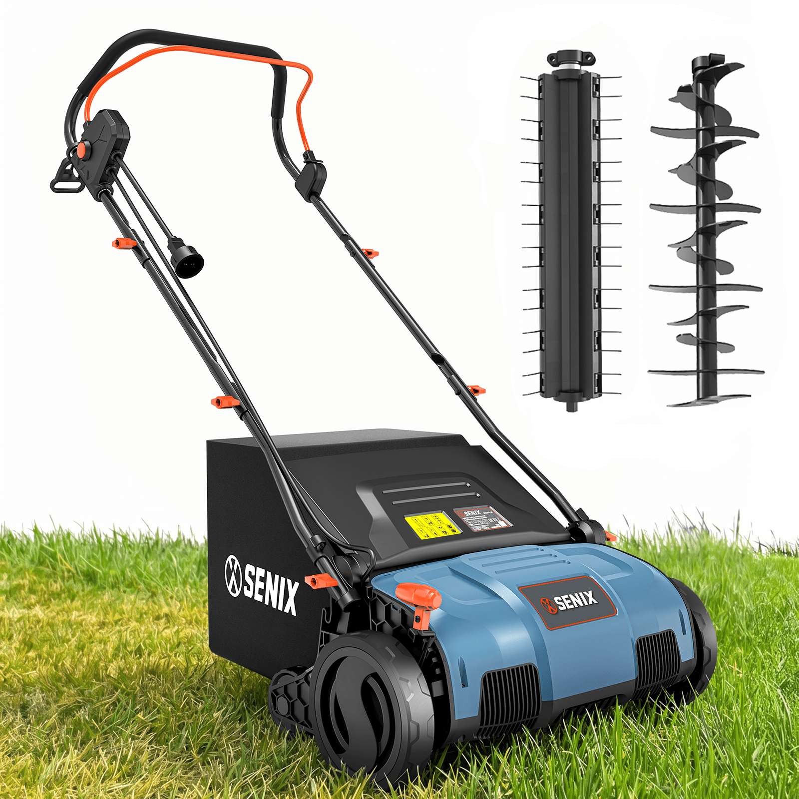 15‑Inch Electric Lawn Dethatcher and Scarifier with 4 Depth Settings and Foldable Design