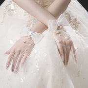 Pearl White Wedding Gloves for Brides