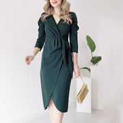 Figure-flattering Lotus-leaf Hem Midi Dress