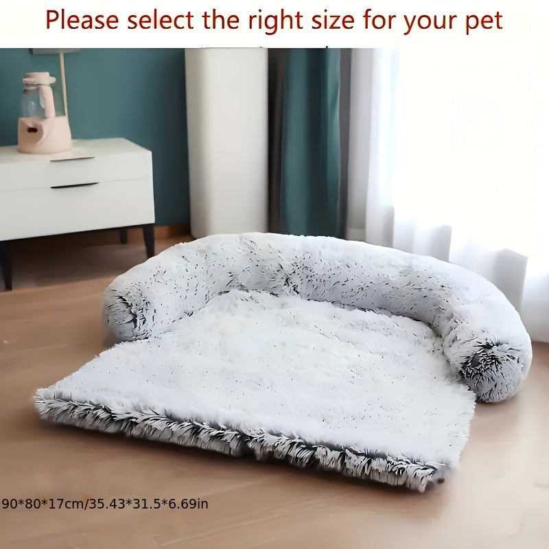 1Pc Luxury Ultra-Soft Dog Bed - Dual-Function Pet Sofa Bed, Sturdy And Stylish Integrated Nest, Suitable For Indoor/Outdoor Relaxation, Polyester Material, No Assembly Required, Perfect For Small T...