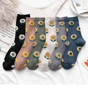 Floral Jacquard Tube Socks for Women