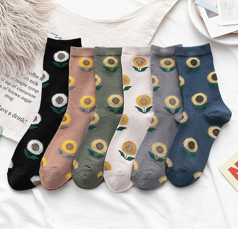 Floral Jacquard Tube Socks for Women