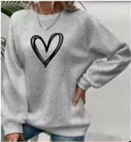 Cozy Love Print Round Neck Pullover Hoodie