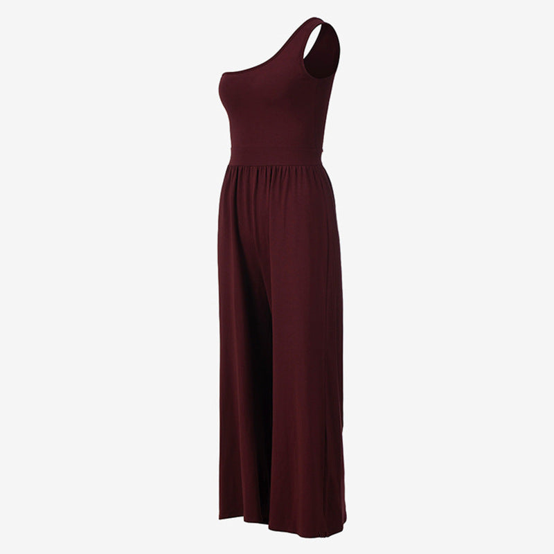 One-Shoulder Stretchy Yoga Jumpsuit for Fitness & Casual Wear