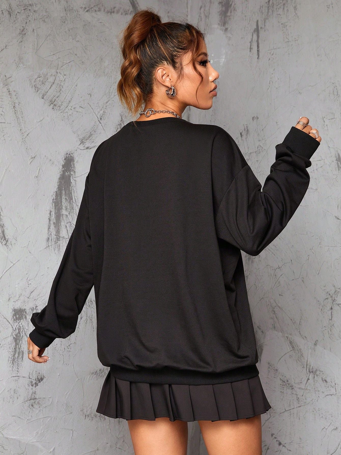 Gothic Retro Rose Skull Long Women's Sweater