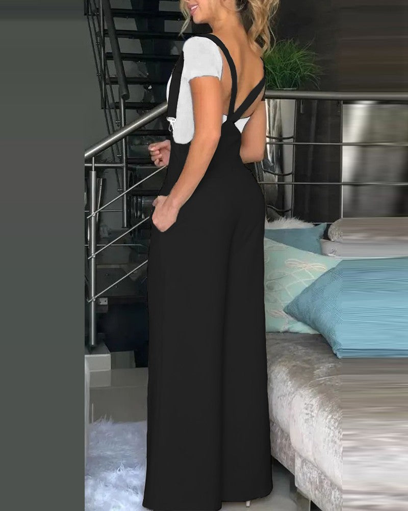 Summer Women's Solid Color Suspender Pants