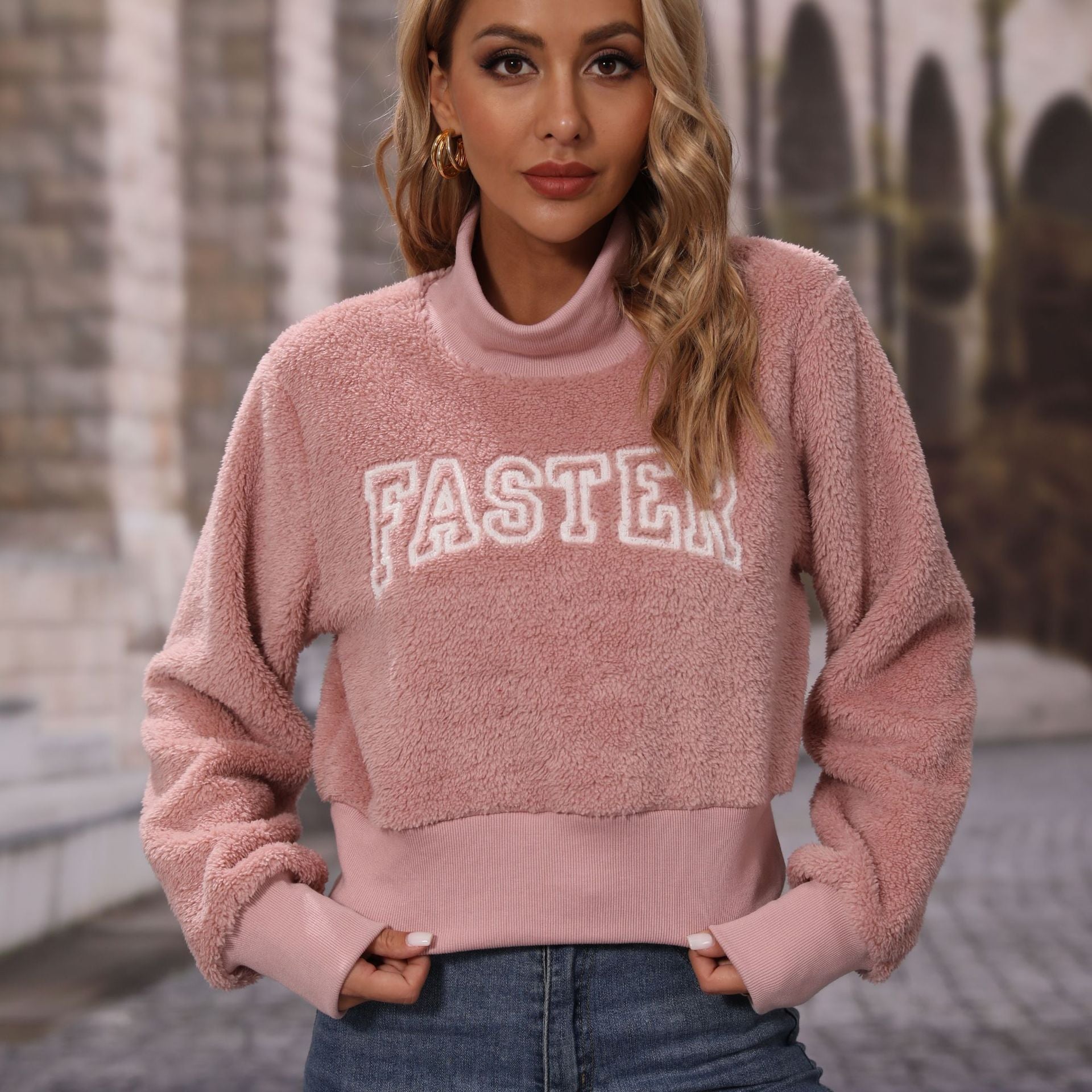 Cozy Alphabet Embroidery Women's Pullover Sweater
