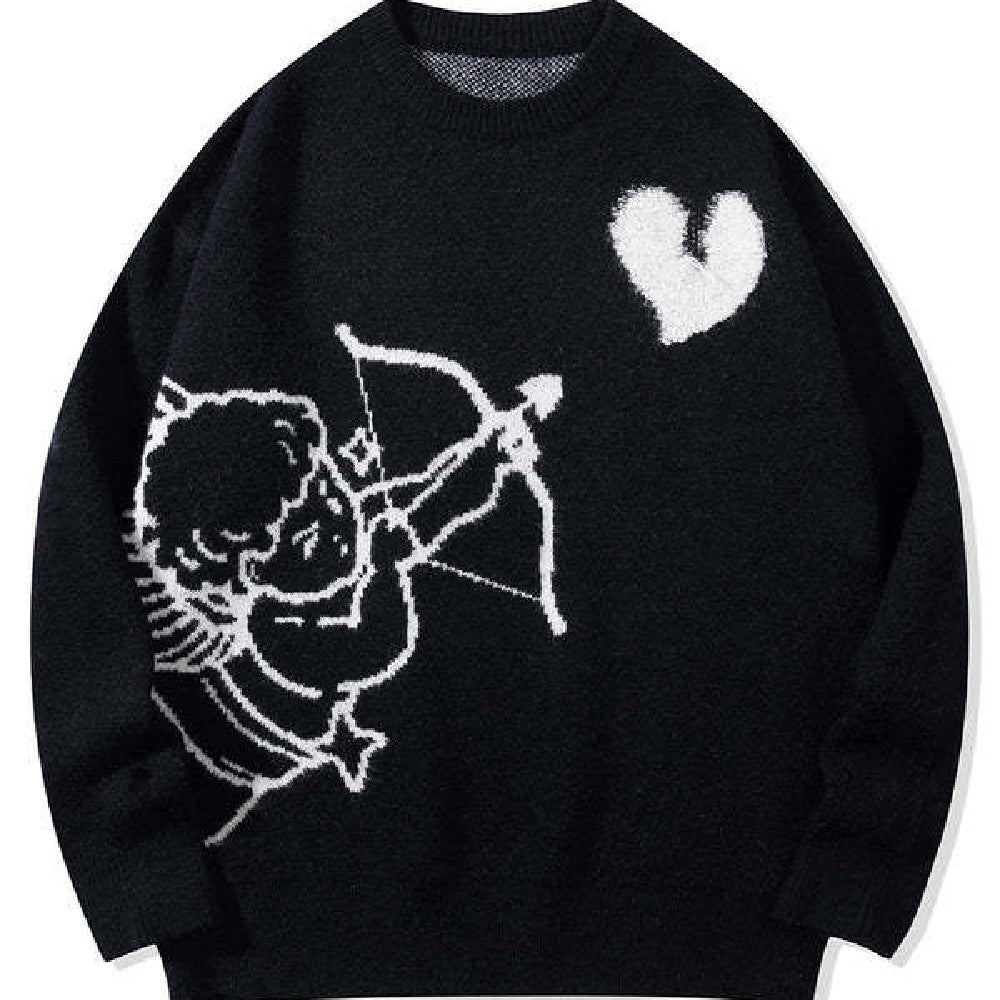 Angel Jacquard Unisex Loose Knit Sweater