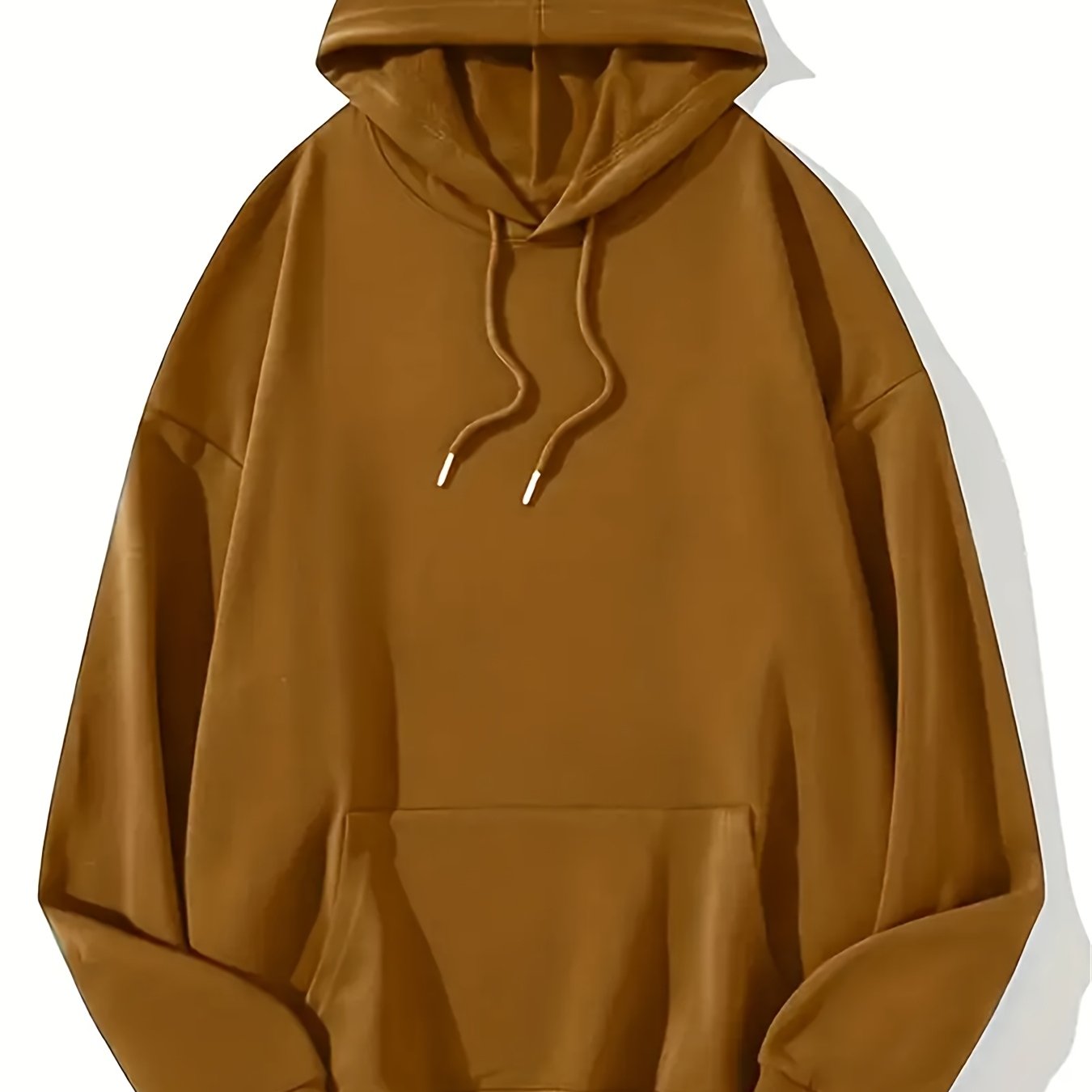 Plus Size Oversized Hooded Sweatshirt with Kangaroo Pocket, Solid Color, Loose Fit