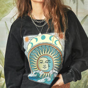 Women's Knitted Round Neck Print Long Sleeves Sweater