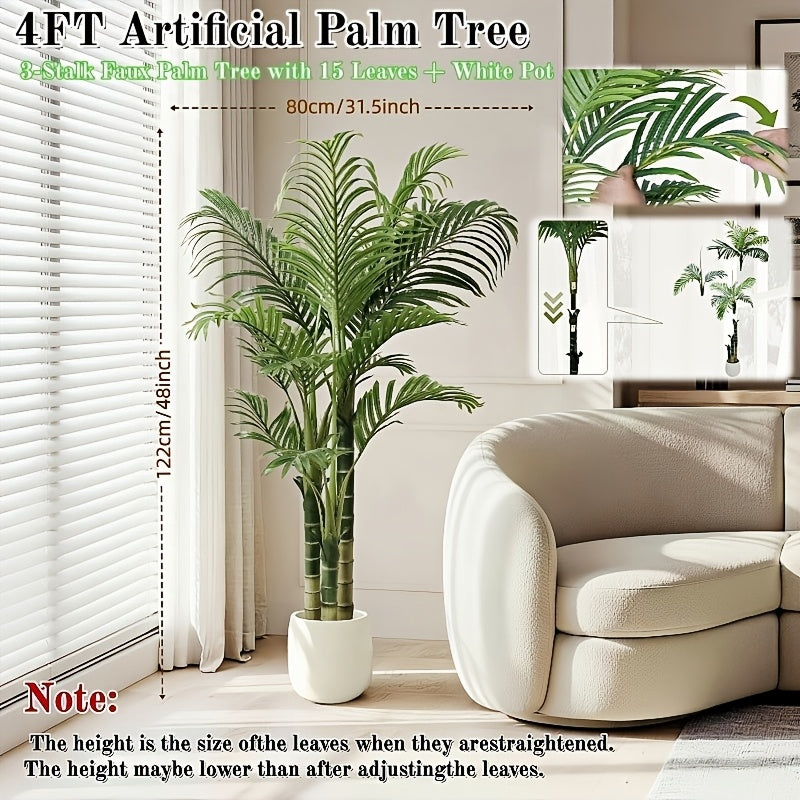 4 to 6 foot tall artificial tropical palm tree with realistic UV-resistant leaves