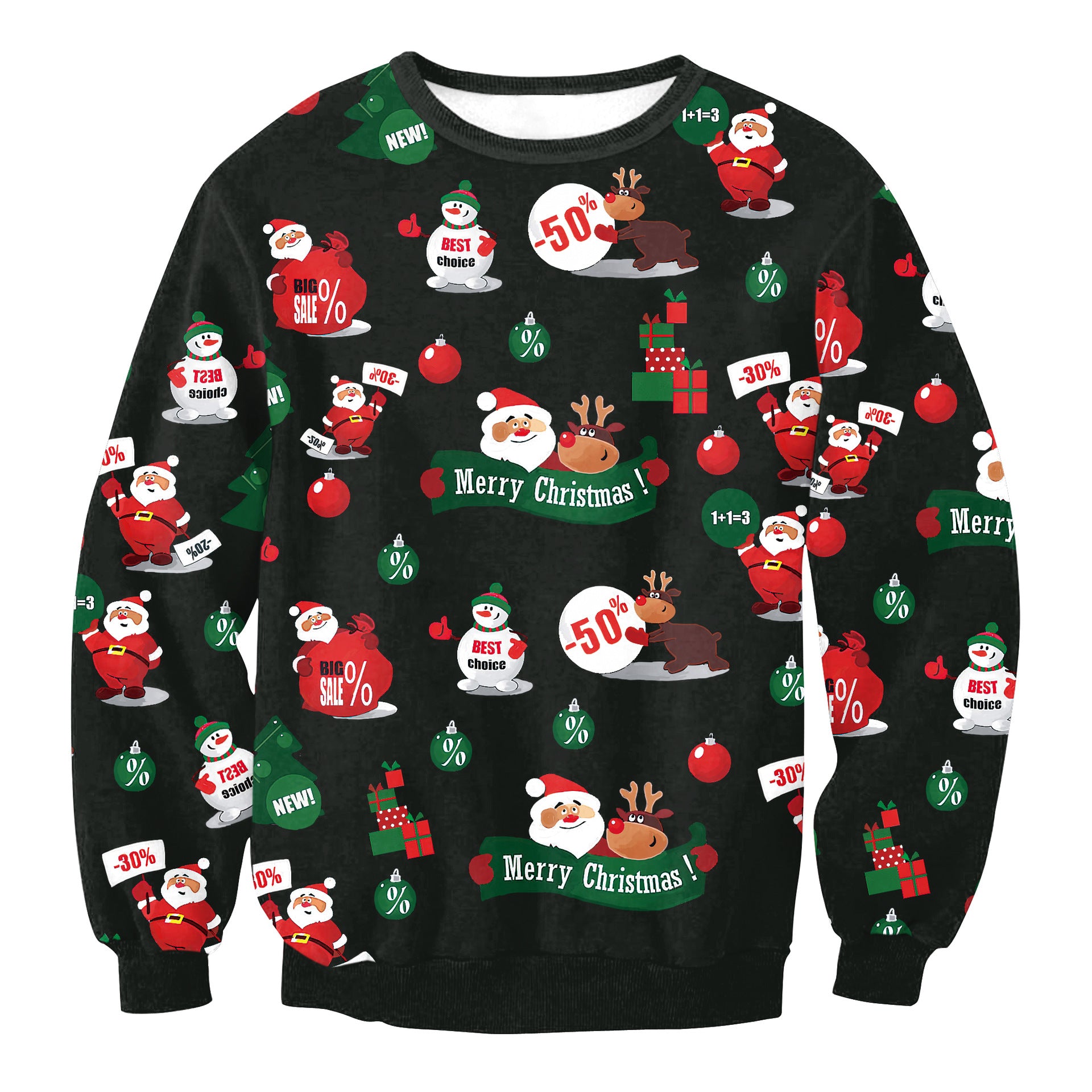 Festive Santa Elk Christmas Sweatshirt for Women
