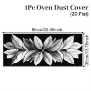 Elegant Leaf‑Pattern Oven Dust Cover – Black/White Reusable Polyester