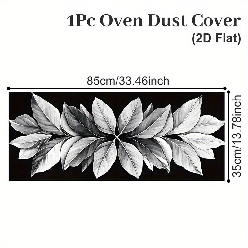 Elegant Leaf‑Pattern Oven Dust Cover – Black/White Reusable Polyester