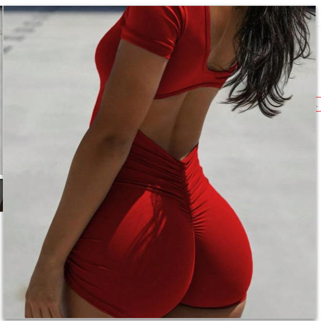 Women's Backless Hollow Out Pleated Summer Jumpsuit
