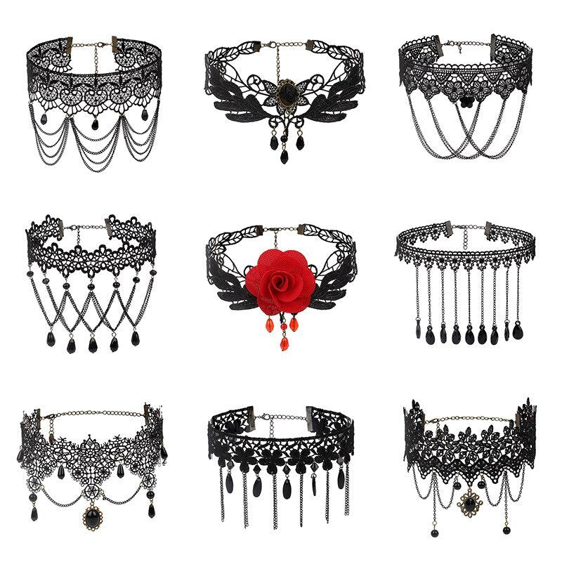 Whimsical Gothic Floral Necklace
