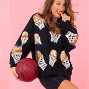 Women's Sequined Round Neck Loose Pullover Sweater