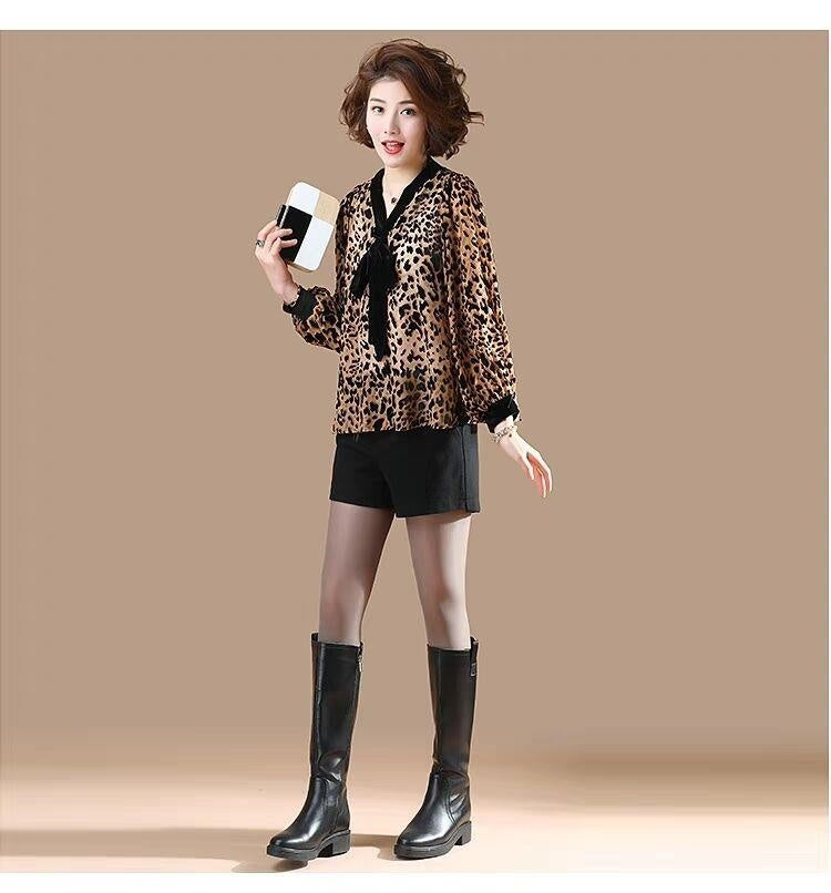 Loose Fashion Slimming Plus Size Chiffon Long Sleeve Shirt
