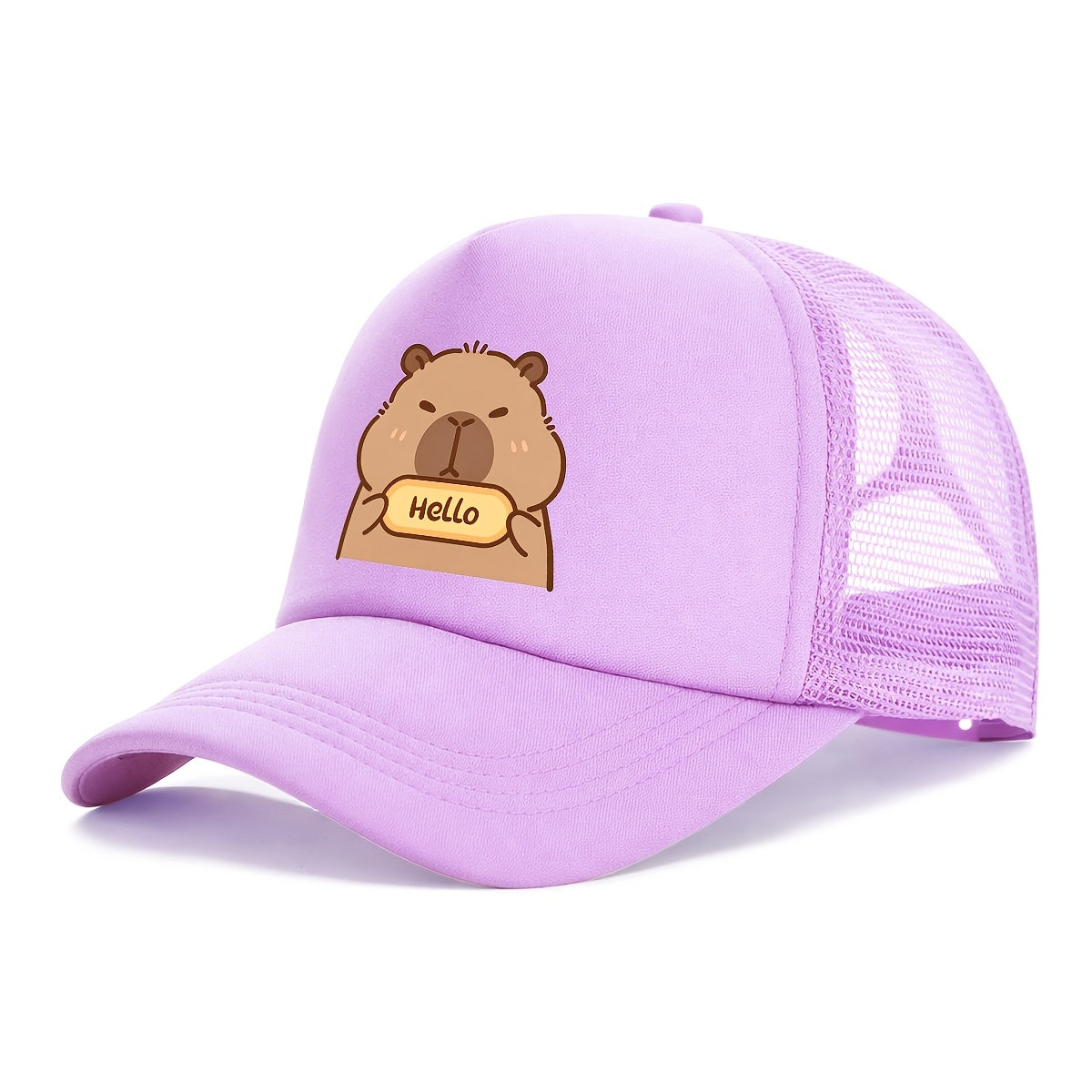 Kids' Cartoon Otter Pattern Mesh Sun Cap with Breathable Fabric