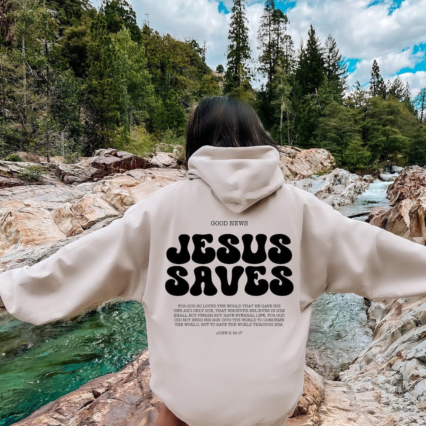 Jesus Saves Christian Faith Hoodie Bible Verse Sweater