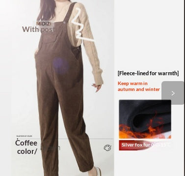 Corduroy Maternity Pants Thickened Autumn And Winter Suit Two-piece Set