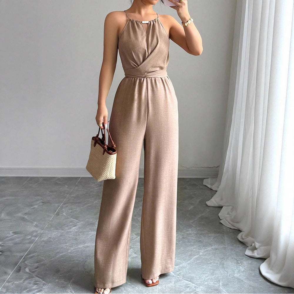 Chic Halter Neck High Waist Tie-Up Jumpsuit