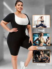 Sauna Suit Romper For Women Slimming Waist Trainer Vest 3 In 1 Sliming Full Body Shaper Gym Workout Top With Short Sleeve