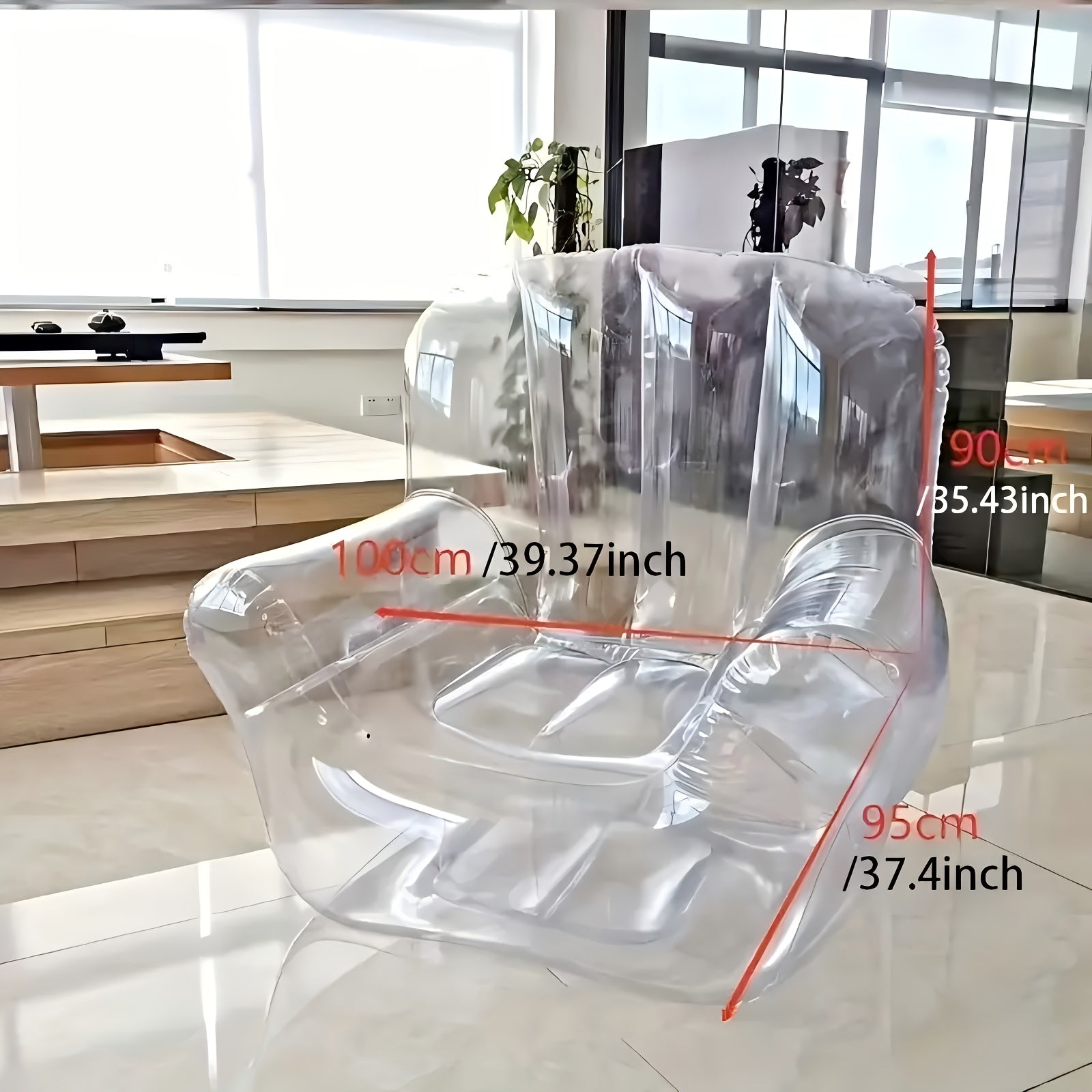 Large-capacity transparent PVC sofa storage seat with double zipper