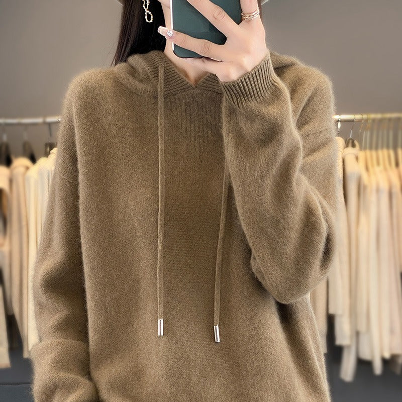 Stylish Womens Knitted Pullover with a Hood
