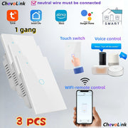 3-Pack Smart Wi-Fi Touch Light Switch, 1-4 Gang, 100-240V