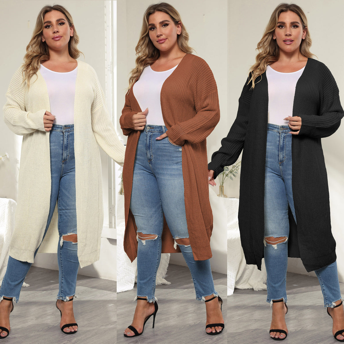 Women's Coat Simple Fashion European and American Style Plus Size Women's Sweater Cardigan