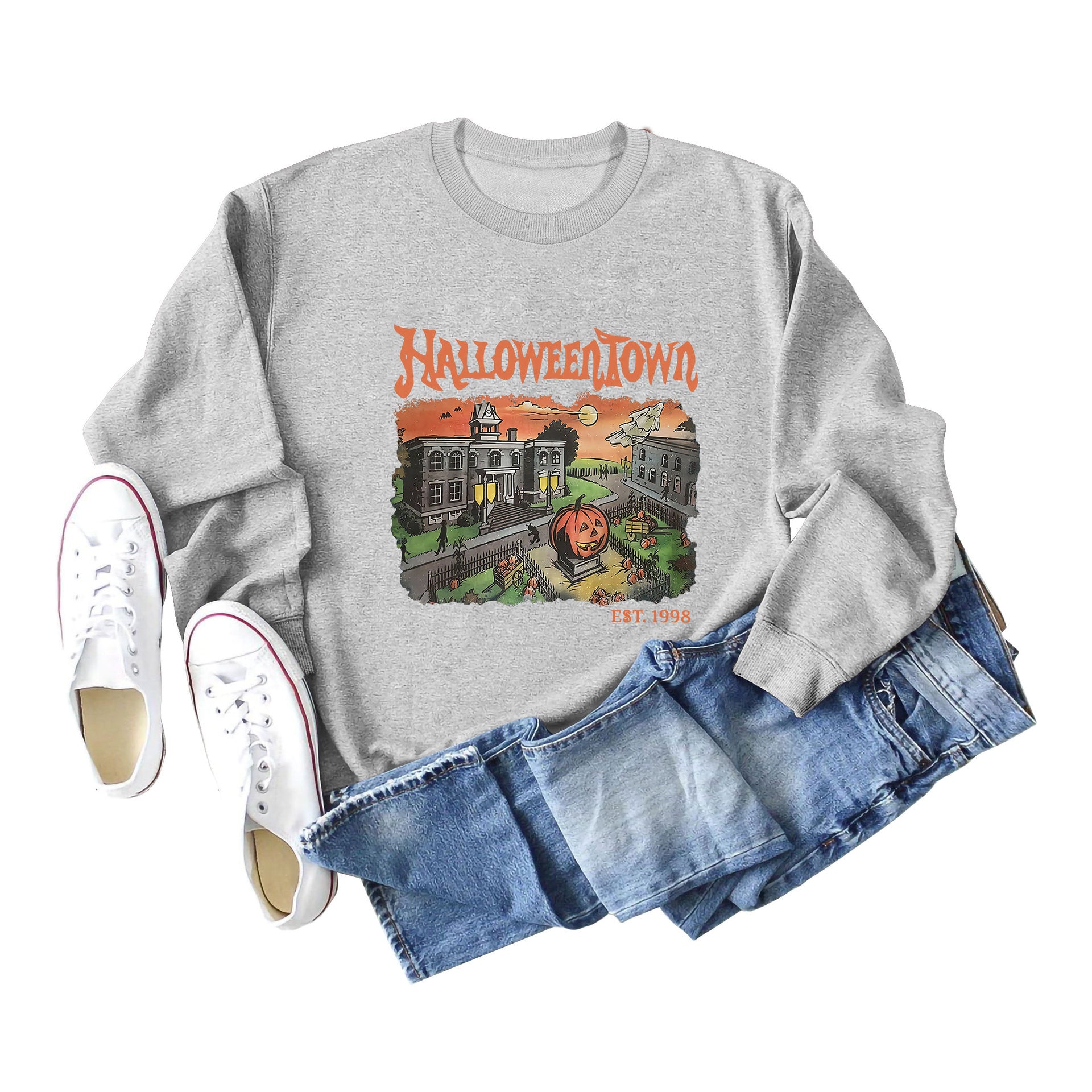 Cozy Halloweentown Printed Oversized Sweater