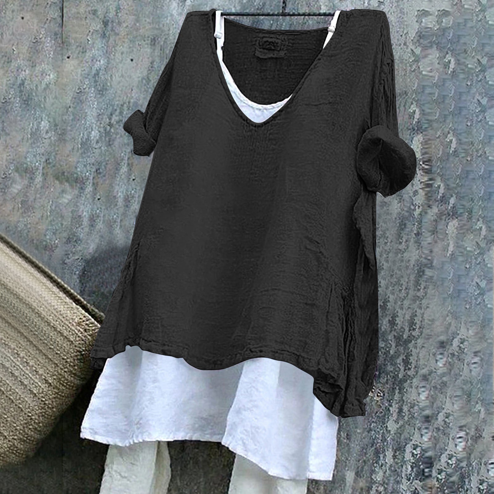 Lightweight V-Neck Short Sleeve Printed Top – Cozy & Trendy