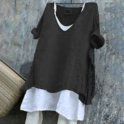 Lightweight V-Neck Short Sleeve Printed Top – Cozy & Trendy