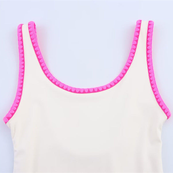 Contrast Color Slim Fit One-Piece Swimsuit