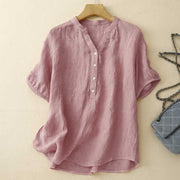 Women's Artistic Retro Cotton-Linen Short-Sleeve Shirt