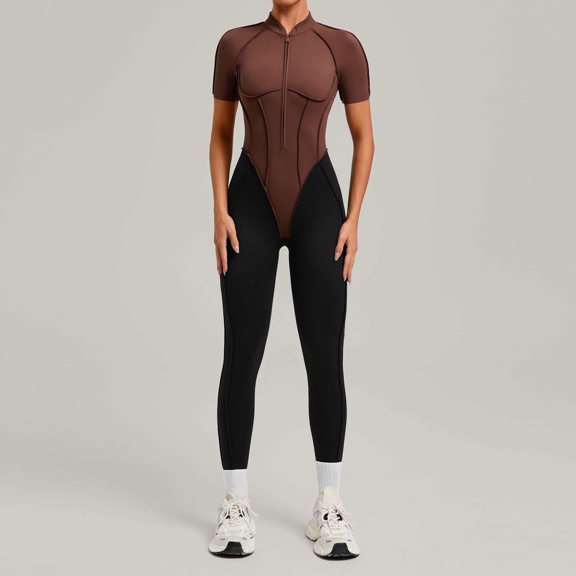 Color Block Athletic Yoga Jumpsuit for Women