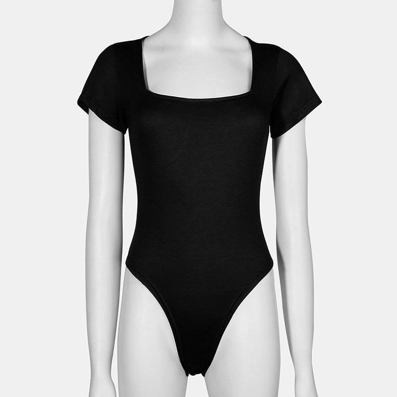 European And American Womens Off-shoulder Bodycon Jumpsuit Solid Color