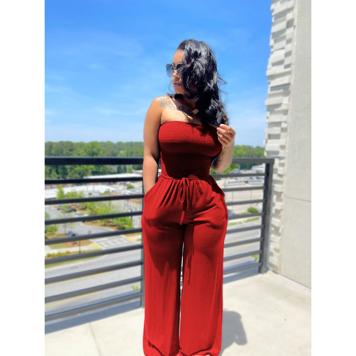 Casual Brushed Wide-Leg Jumpsuit