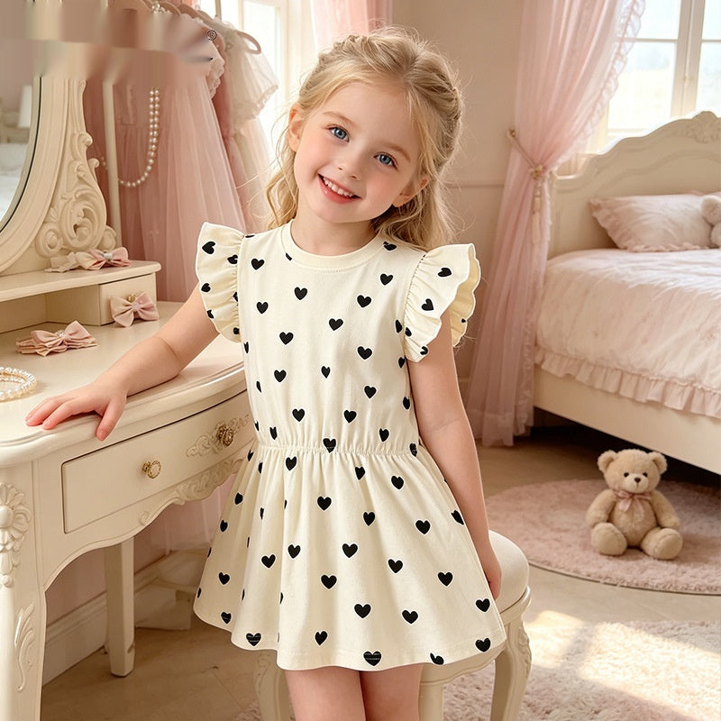 New Girls Dress Short-sleeved A-line Skirt