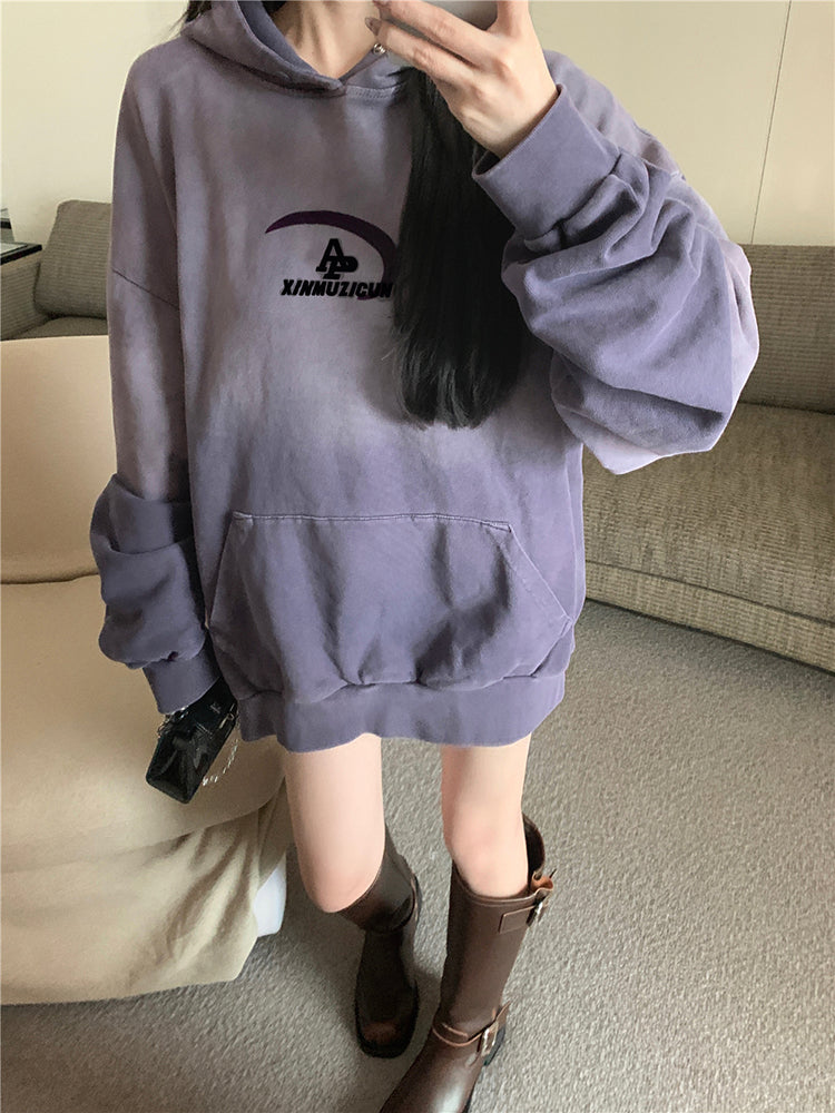 Plush Gradient Velvet Hoodie for Women