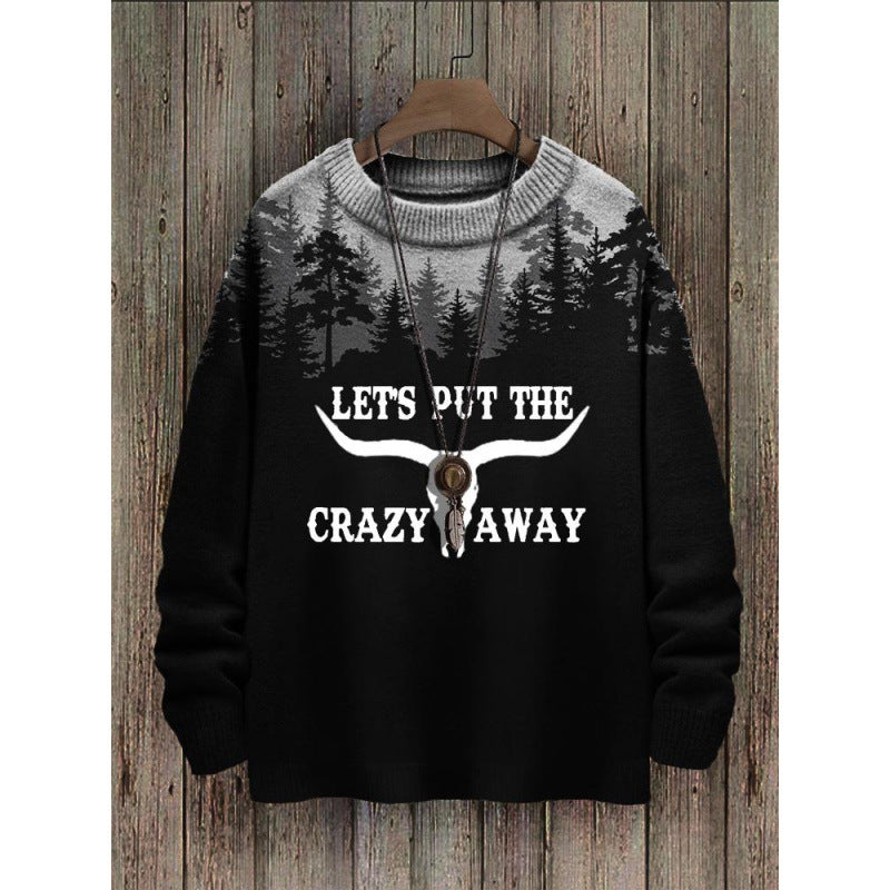 Chic Abstract Print Drop-Shoulder Casual Women's Sweater