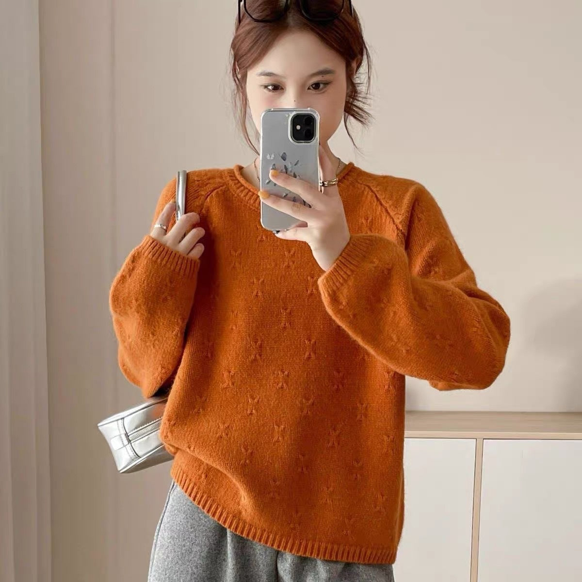 Women's Idle Style Soft Glutinous Sweater Loose Design Curling