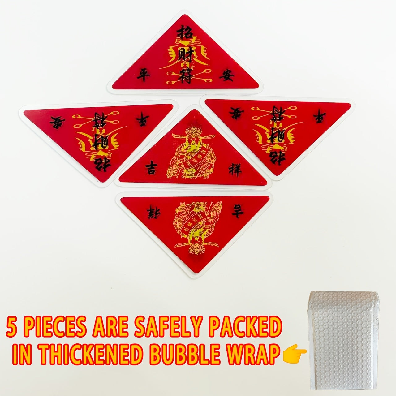 Blessed Chinese Temple Triangle Folding Amulet – Wealth Protection for Phones, Cars, Homes and Wallets (1 Piece)