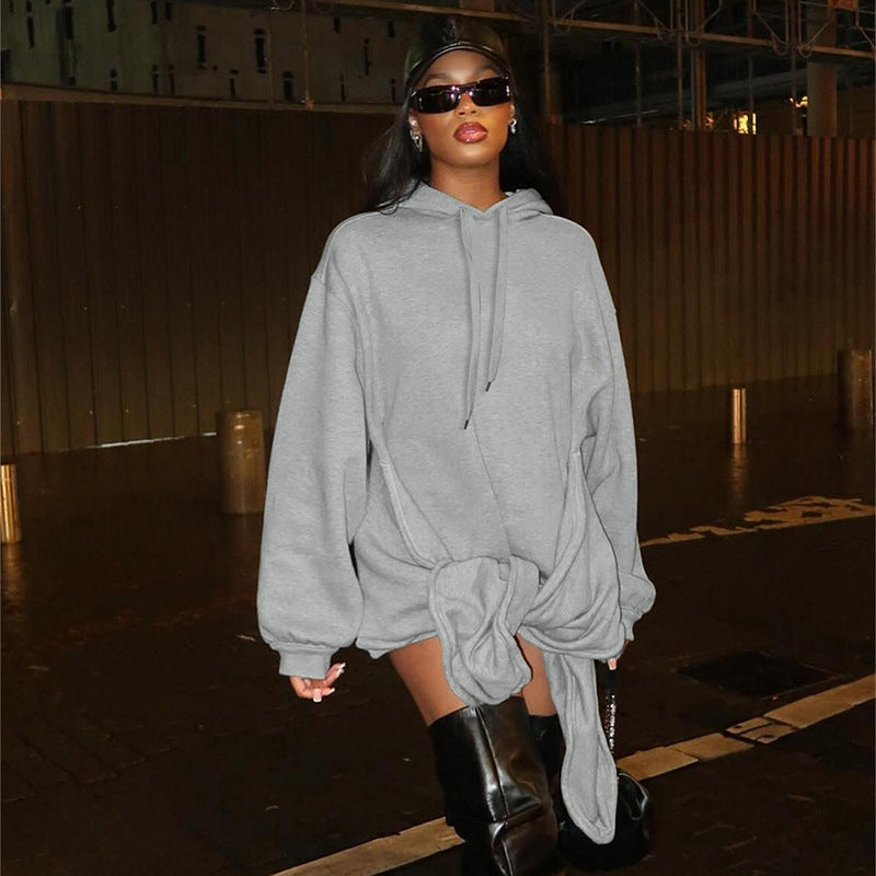 Women's Casual Loose Hooded Pullover Sweatshirt