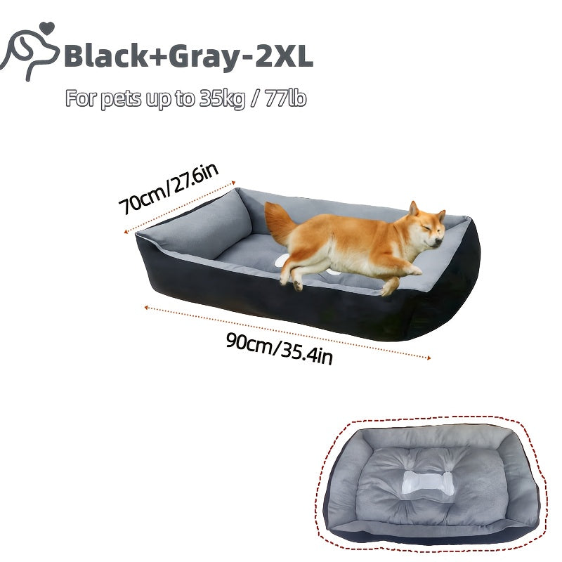 Dog Bed With Removable Cover - Thick Grey Square Pet For Large & Small Dogs, Puppies, Pomeranian, Golden Retriever - Plush Bedding, Durable -Filled For Joint & All-Season