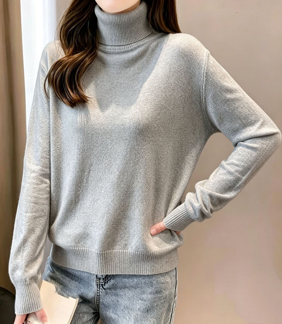 Womens Turtleneck Pullover Sweater Top