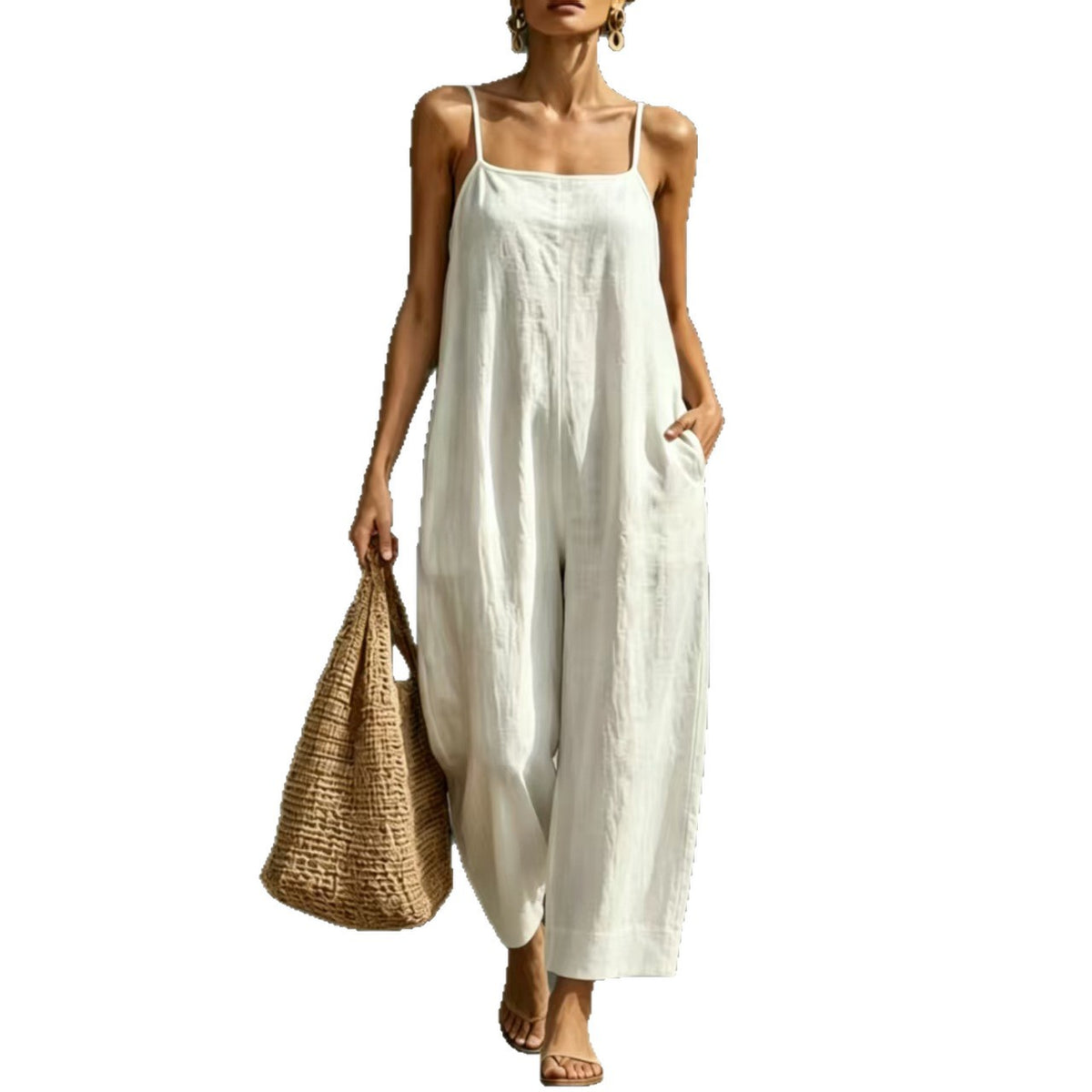 Elegant Sleeveless Loose-Fit Strap Jumpsuit