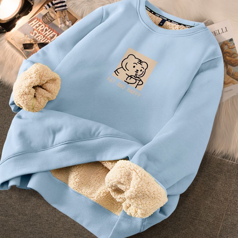 Women's Cute Printed Thickened Fleece Pullover Sweater