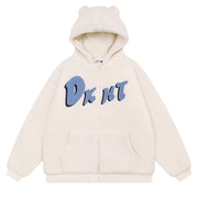 Teddy Bear Ear Hooded Lamb Wool Winter Coat